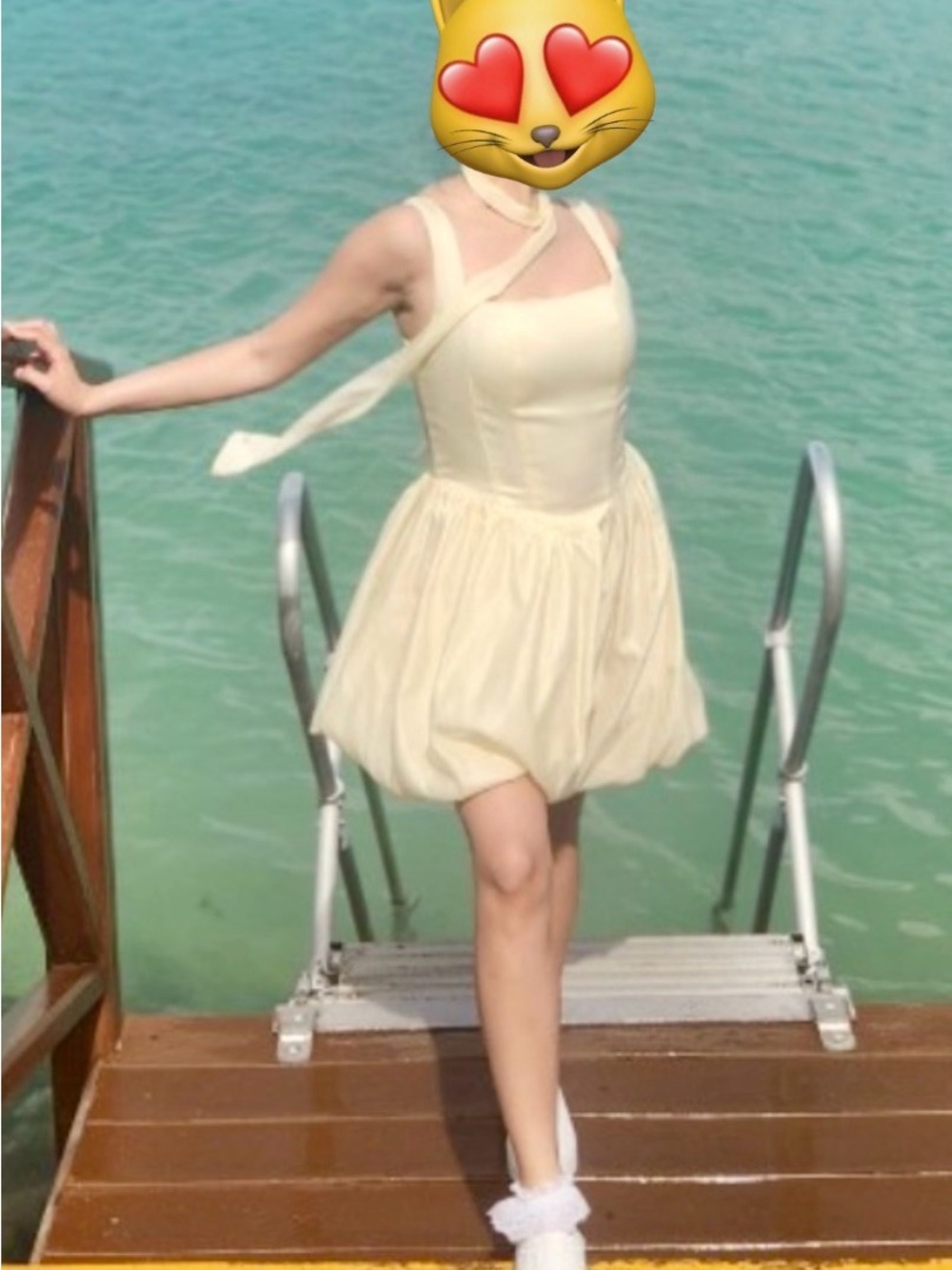Ivory Strap square neck Bubble-Hem minidress for wedding